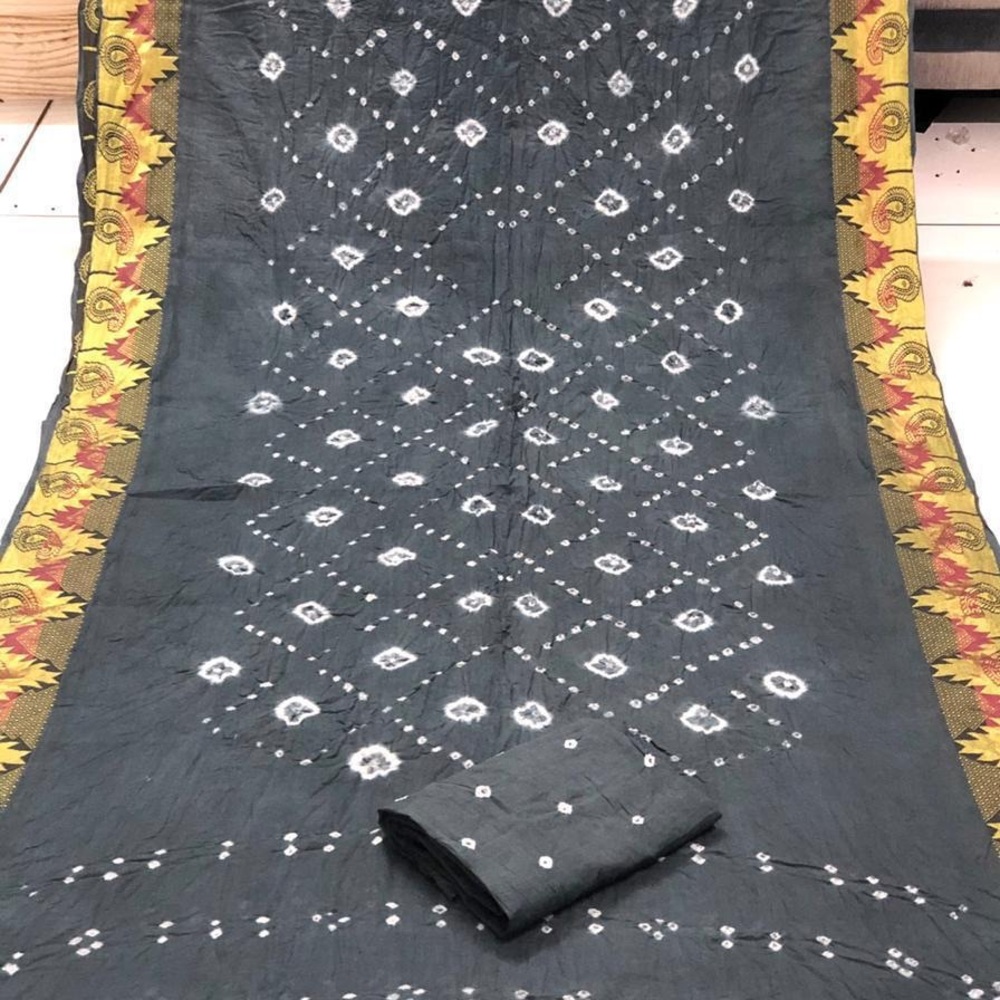 Bandhani Cotton Silk Saree - Picture 2 of 4